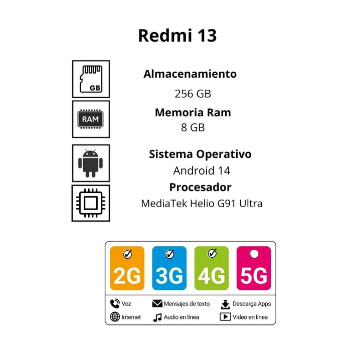 Celular Xiaomi redmi 13 256GB 8GB amarillo