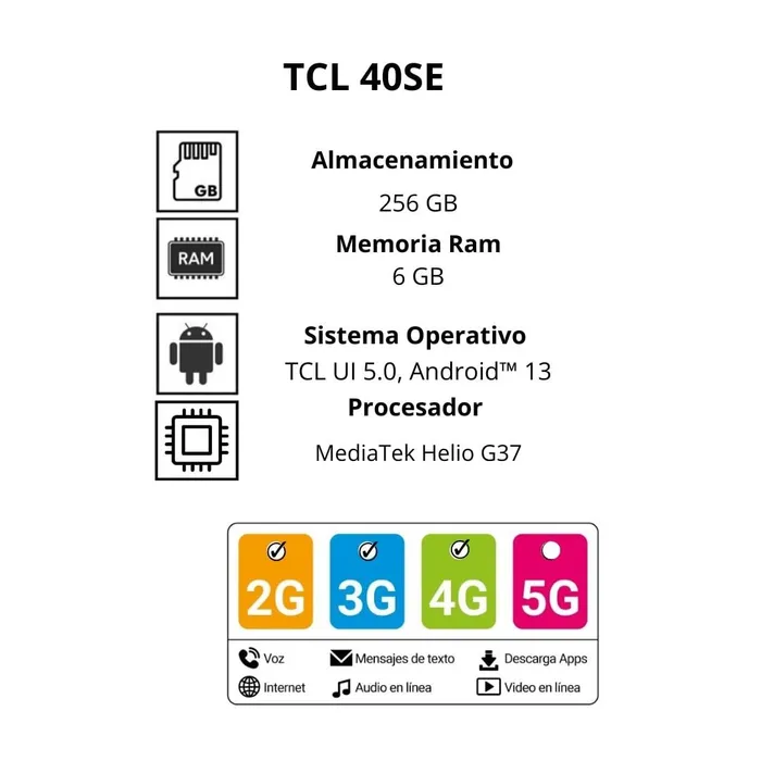 Celular TCL 40SE 6+256GB Gris