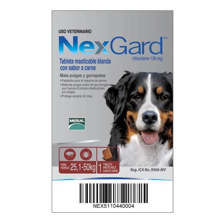 Antipulgas Para Perros Nexgard Chewable De 25 A 50 Kg