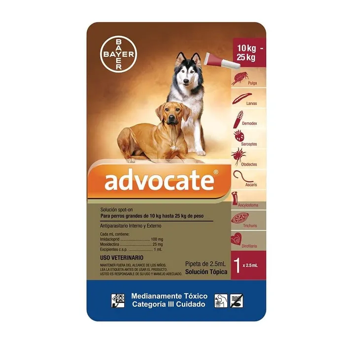 Antiparasitario Para Perros Bayer Advocate 2.5 Ml Perros de 10 a 25 Kg