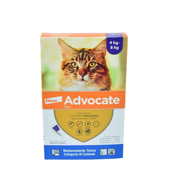 Antiparasitario Para Gatos Bayer Advocate 3 Pipeta de 0.8 Ml Para gatos de hasta 8 Kg