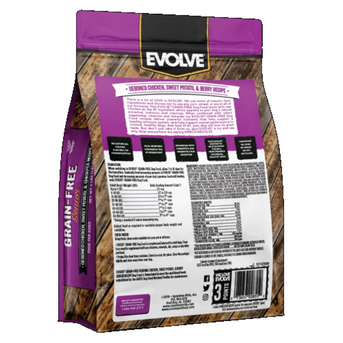 Comida Para Perros Evolve Grain Free Senior Chicken 4 Lb