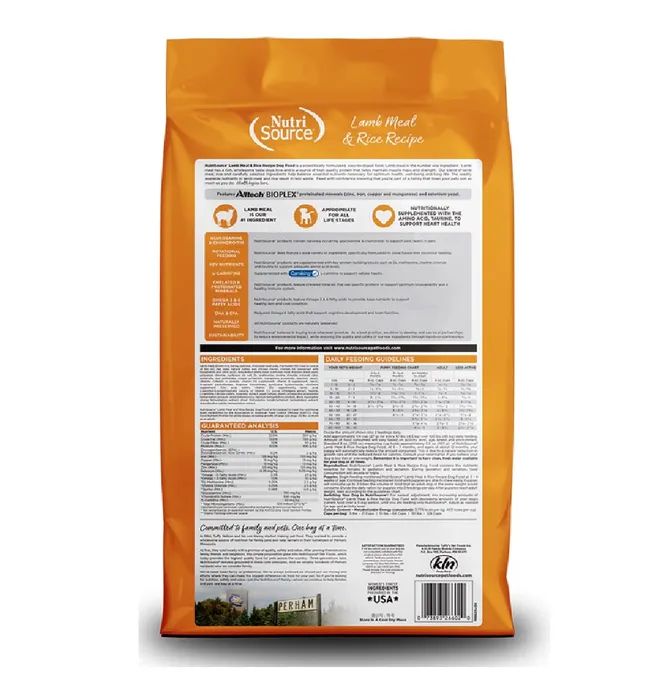 Comida Para Perros Nutrisource Lamb Meal & Rice 2.2 Kg