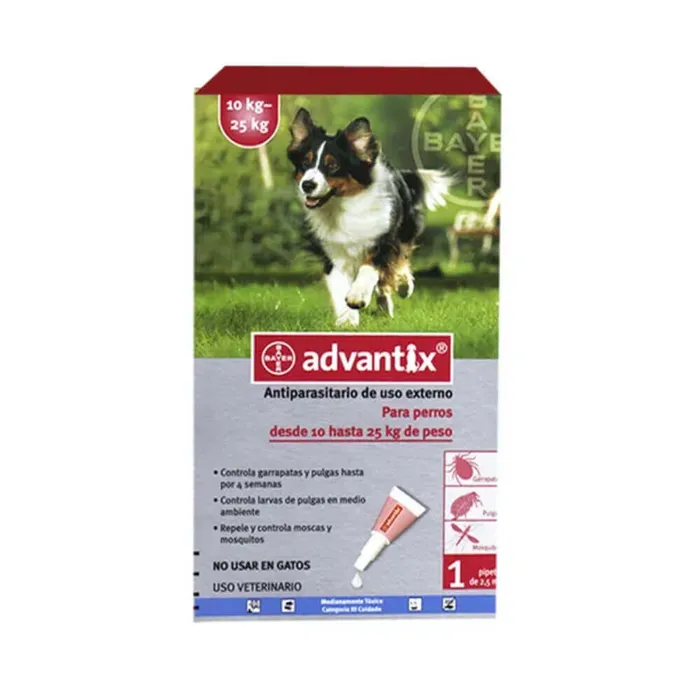 Antiparasitario Para Perros Bayer Advantix Perros 2.5 Ml Perros De 10 a 25 Kg