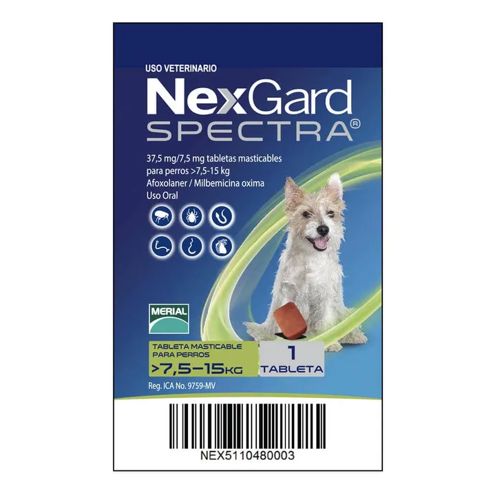 Antipulgas Para Perros Nexgard Spectra De 7.5 A 15 Kg