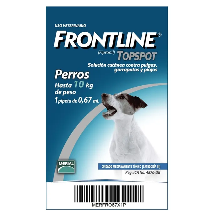 Antipulgas Para Perros Frontline Pipeta 0 a 10 Kg 0.67 Ml