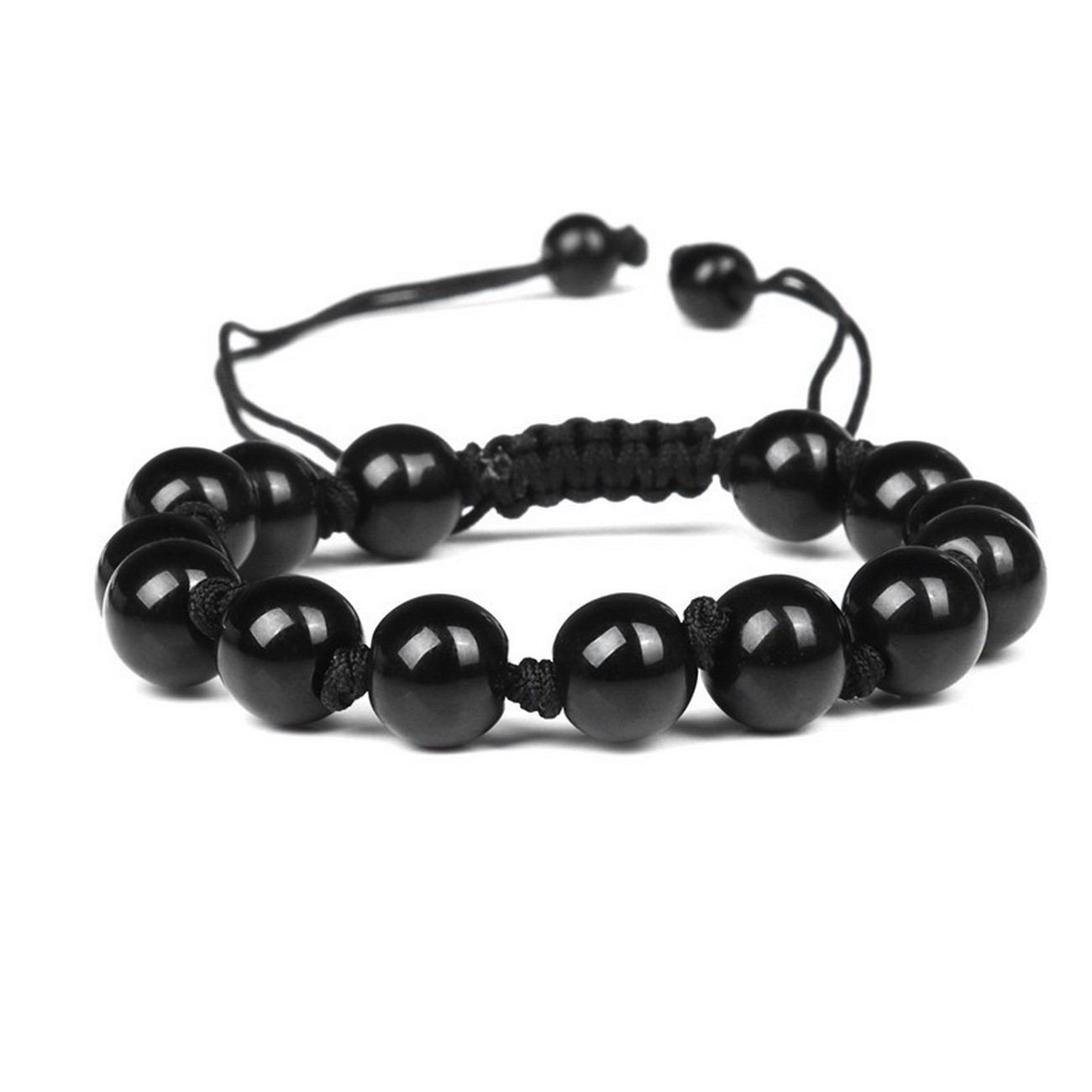 Pulsera Cuarzo Onix Tejida Unisex + Estuche 