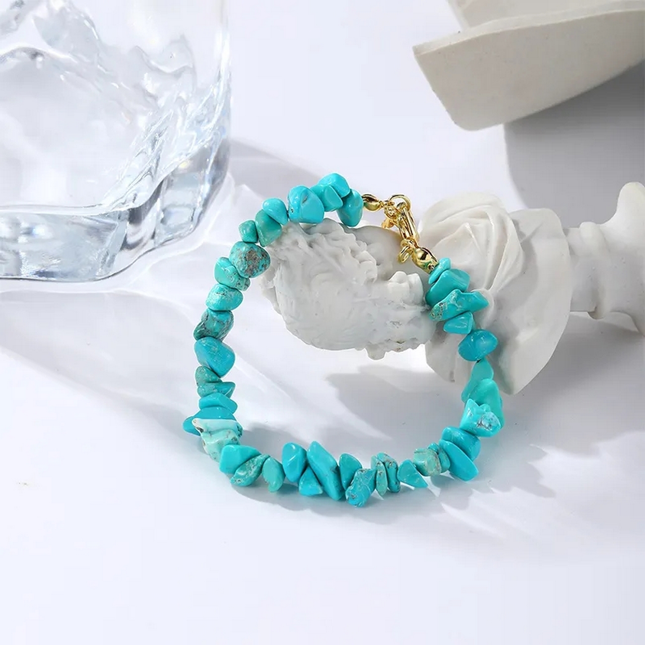 Pulsera Cuarzo Turquesa Triturado + Estuche