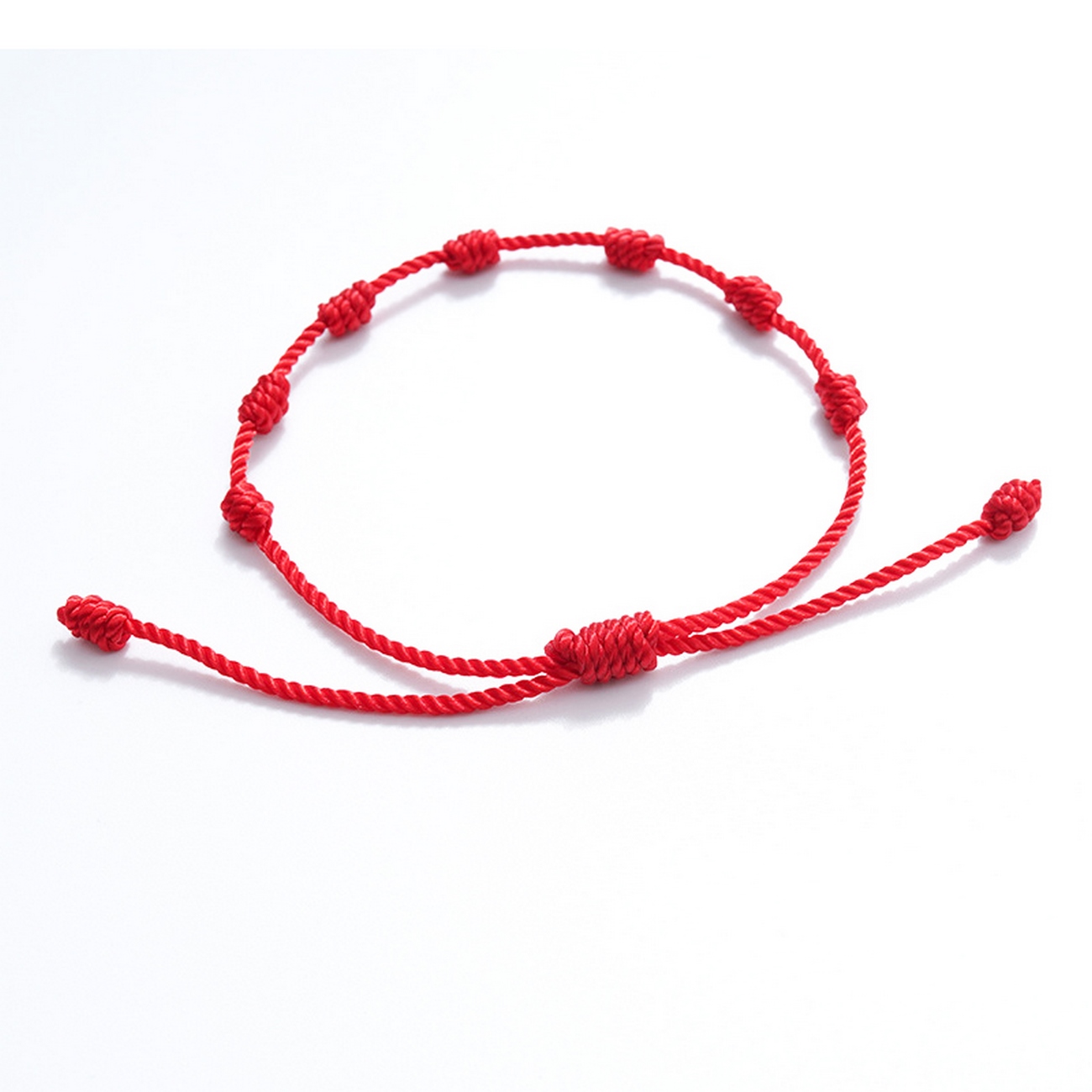 Pulsera 7 Nudos Hilo Rojo Buena Suerte Protección.