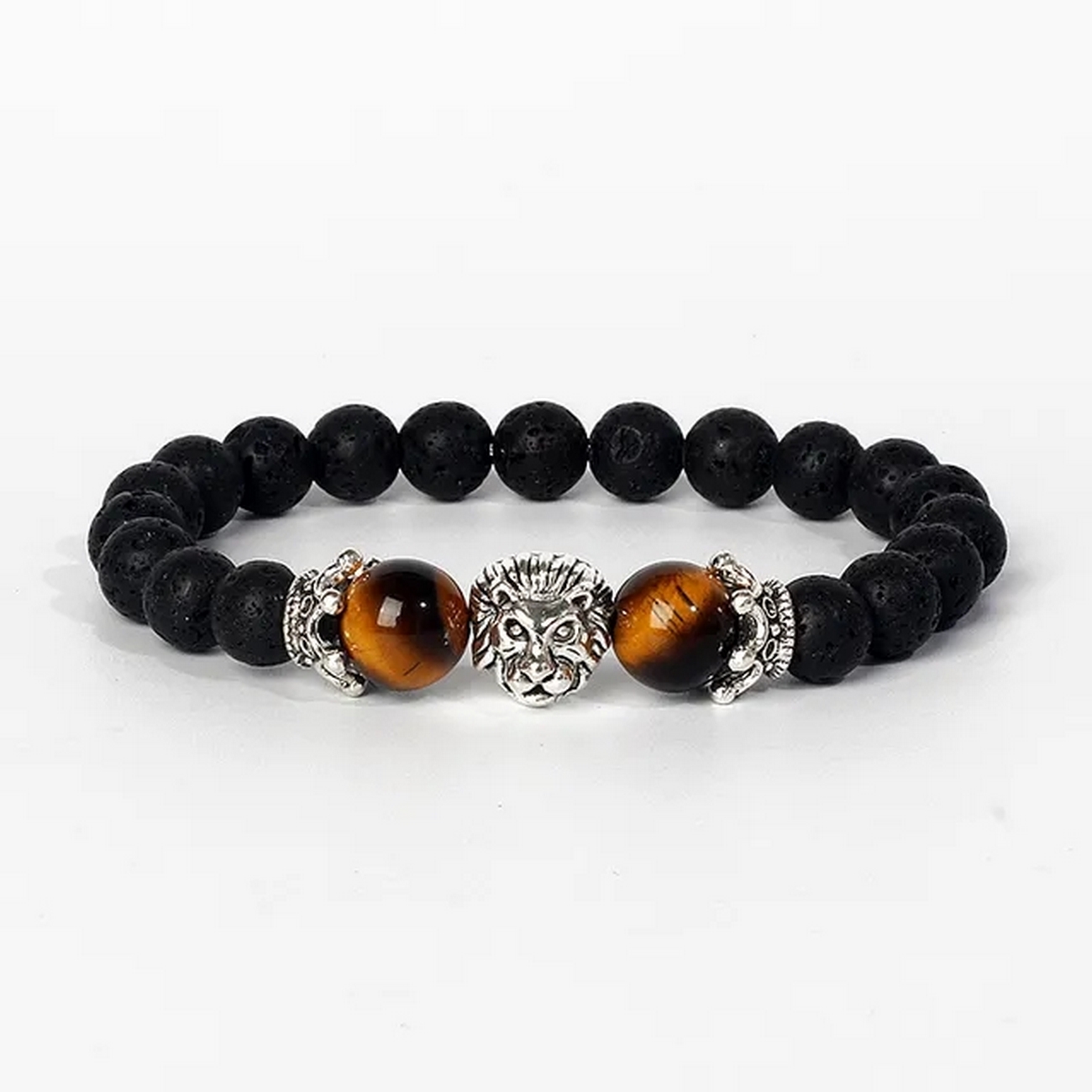 Pulsera Cuarzo Onix - Ojo De Tigre Leon+ Estuche