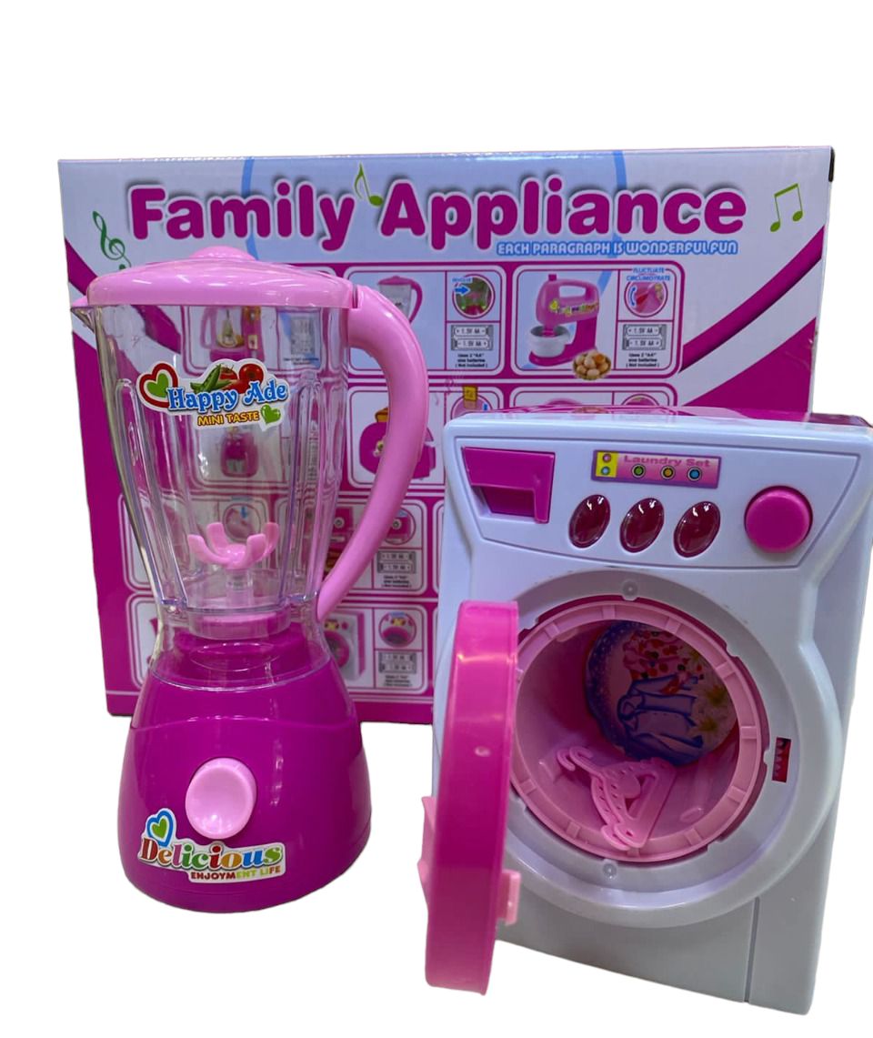 Kit lavadora y licuadora de juguete con sonido