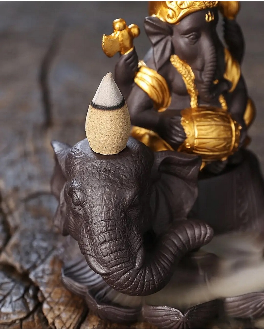 Elefante Ganesha Quemador Incienso + Cono De Incienso 0331
