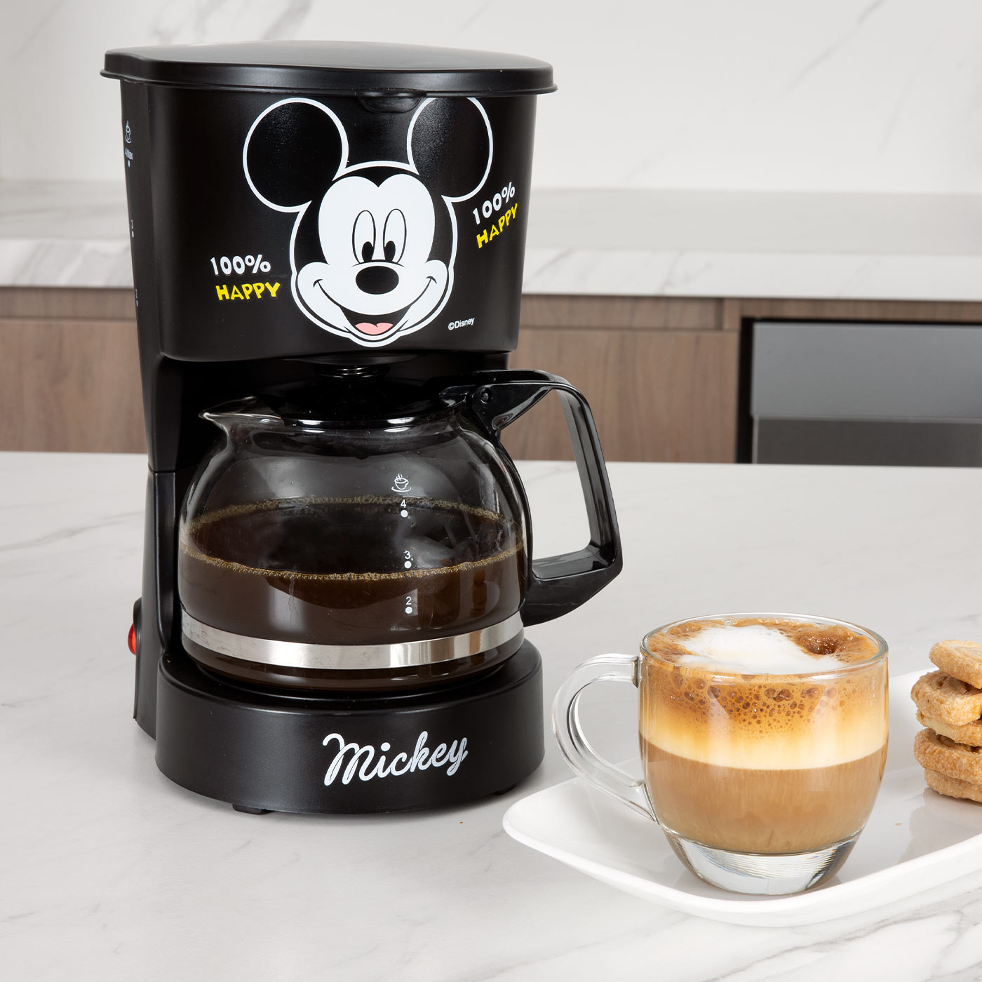 Cafetera KALLEY 4 Tazas Mickey Mouse De Disney K-DMCM4N Negro