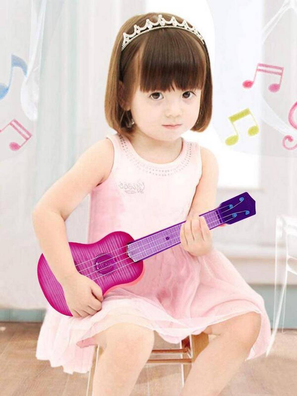 Guitarra Para Niña Juguete Luces + Sonidoregalo + Baterias