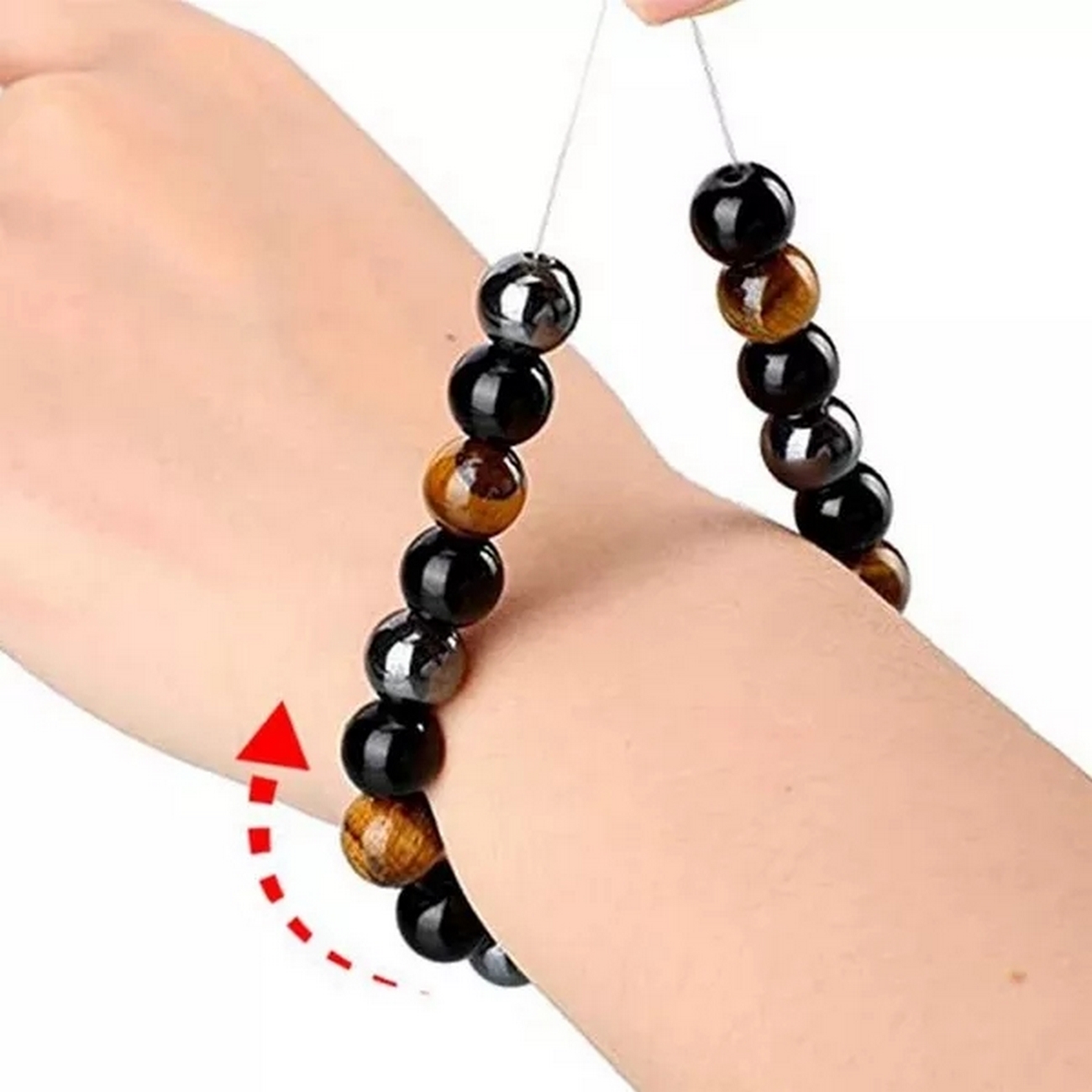 Pulsera Cuarzo Ojo De Tigre - Hematita - Onix + Estuche