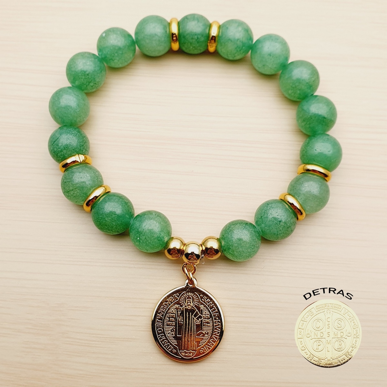 Pulsera Cuarzo Jade - San Benito Acero + Estuche 