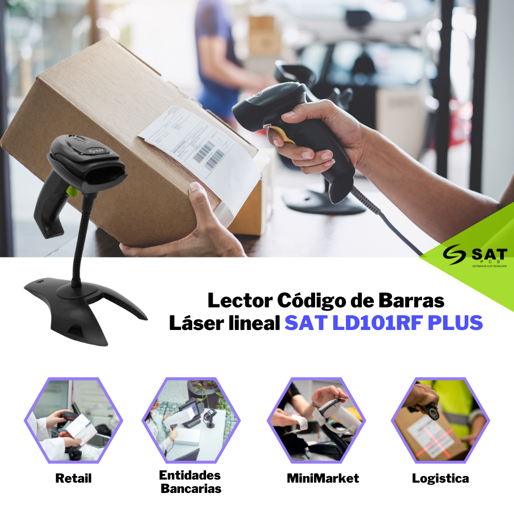 Lector De Códigos De Barras Sat Ld101rf Plus Laser 1d Usb