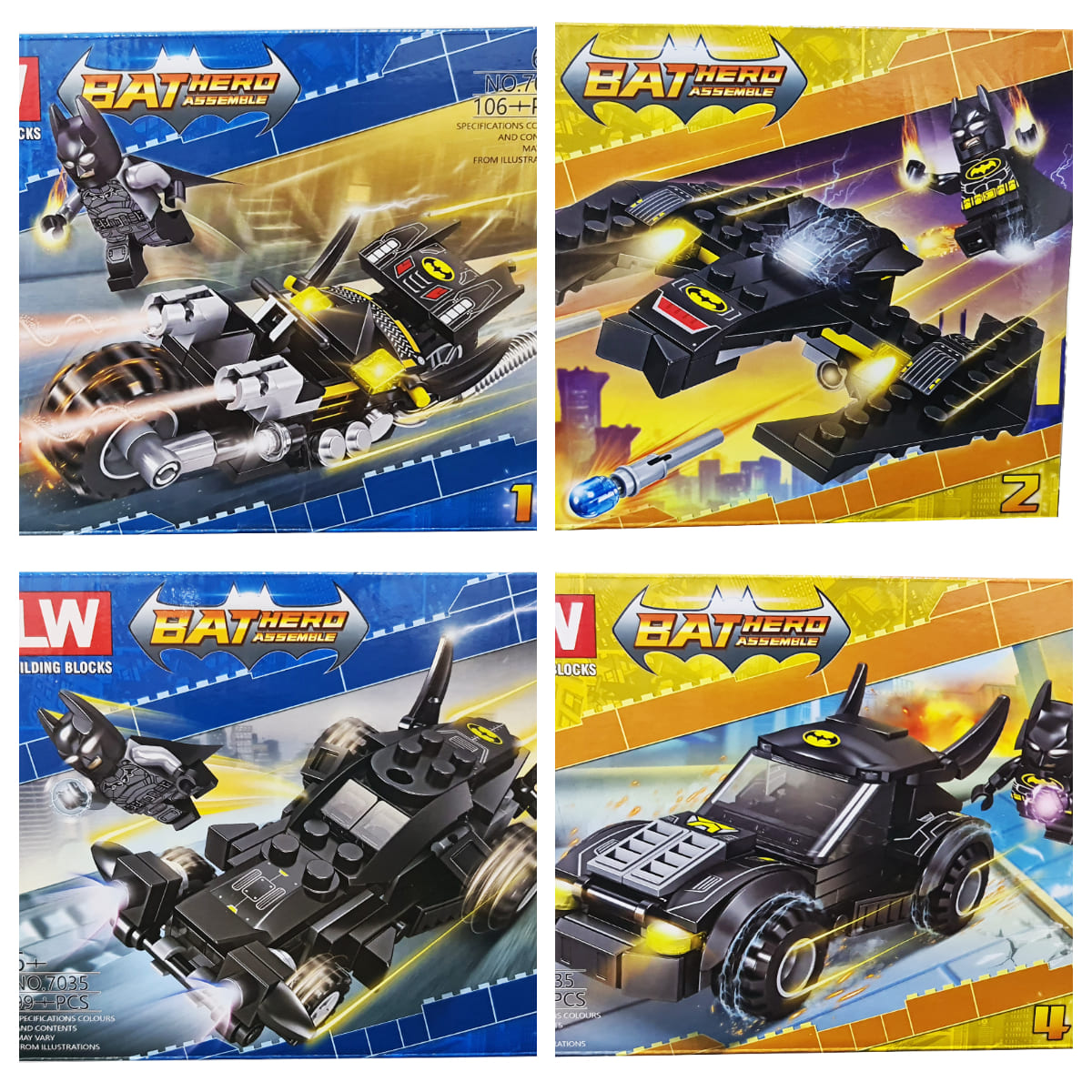 Batman Vehiculos x 4 pcs Armables Armatodo Construcción