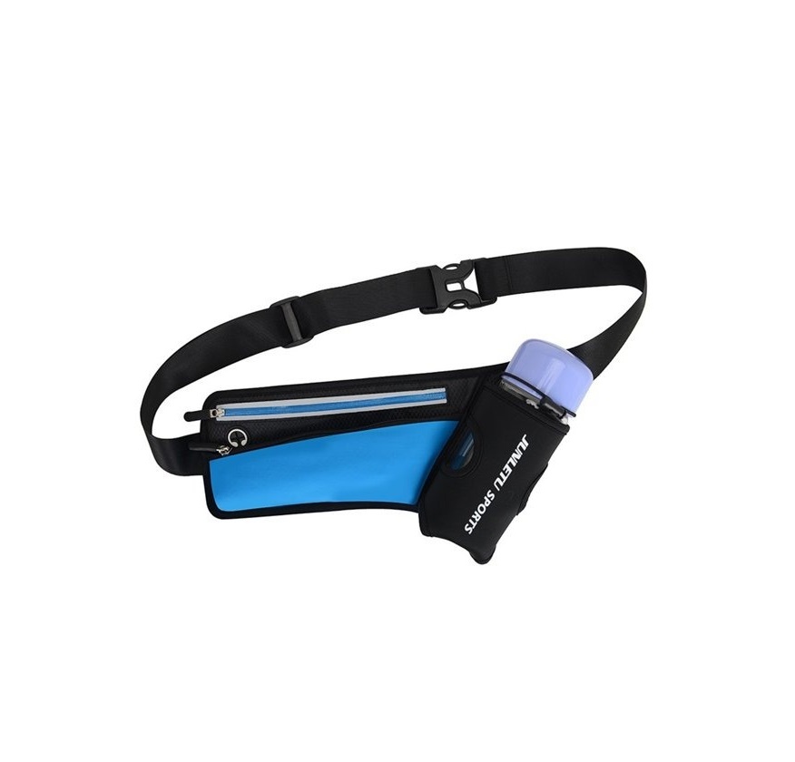 Canguro deportivo impermeable con soporte de botella y 2 compartimientos  Azul