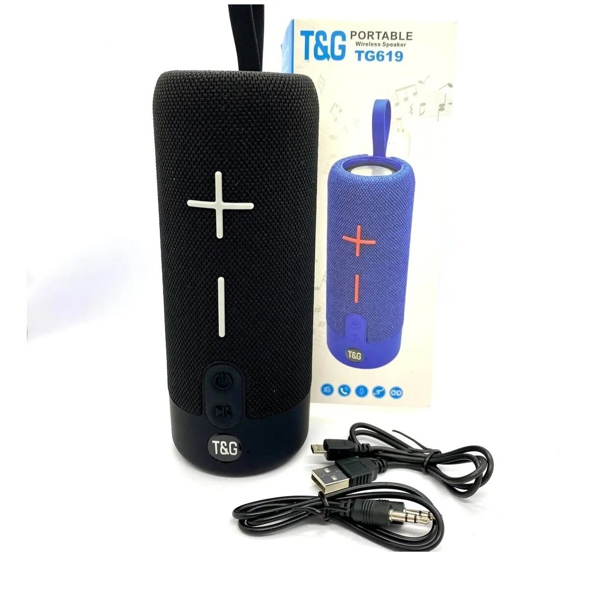 Parlante Cilindro Bluetooth Recargable T&g Tg-619  USB / RADIO FM / Bluetooth  A prueba de salpicaduras  