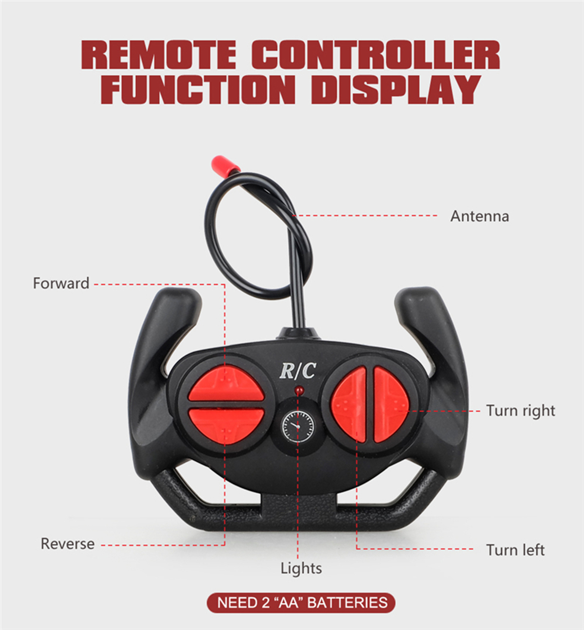 Carro Control Remoto Recargable Luces + Baterias Juguete  Rojo
