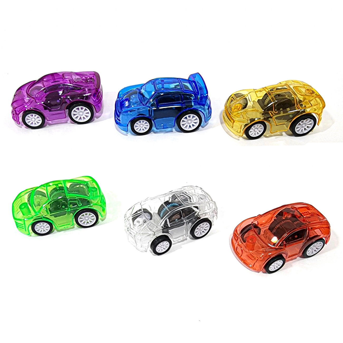 Carros Transparentes De Impulso Colección Juguete X 12 Pcs