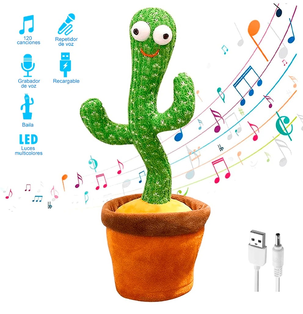Juguete Cactus Bailarin Recargable, Repite Lo Que Hablas 