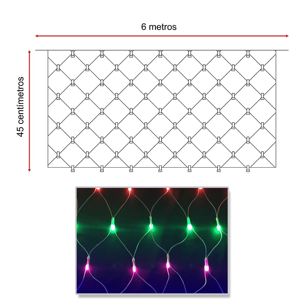 Extensión Luz Led Cenefa 200 LED 6 Metros Luces Navidad Multicolor 2172