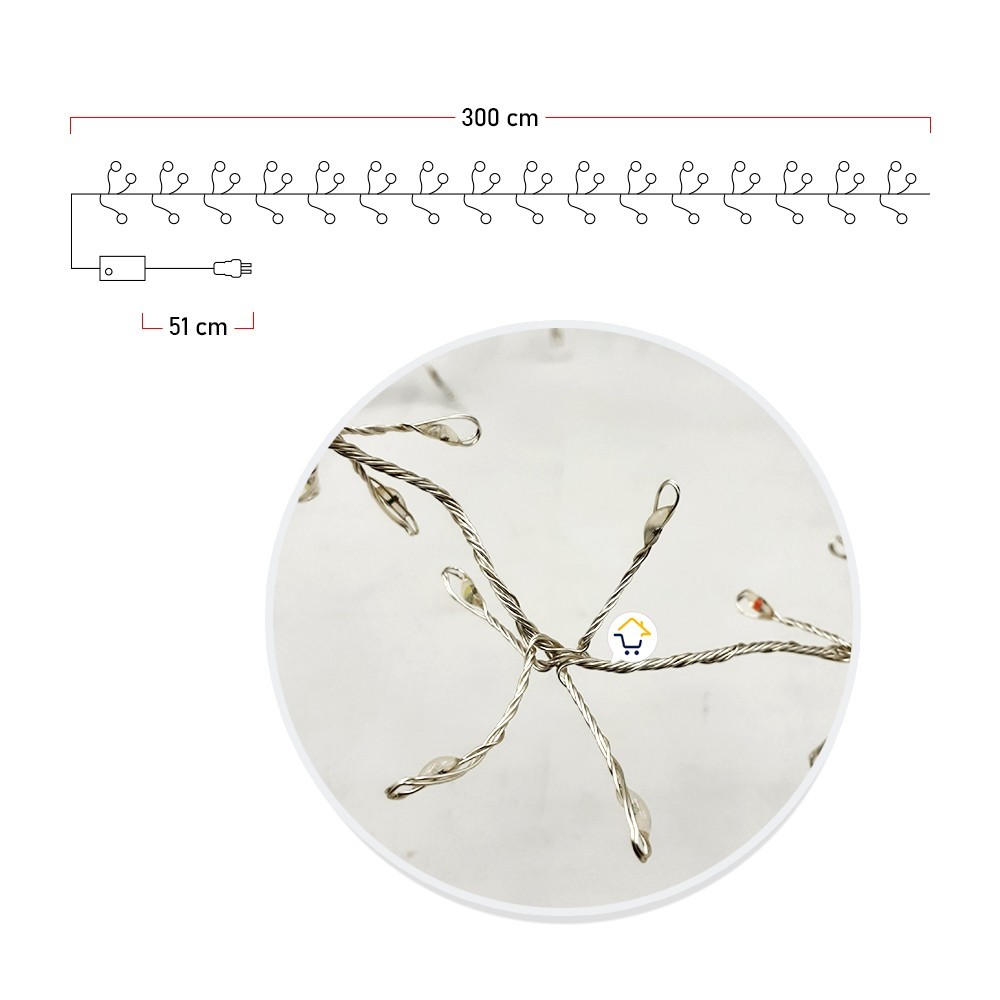 Luz Micro LED Ramal Alambre 3m Extension 248 Luces Navidad 1571