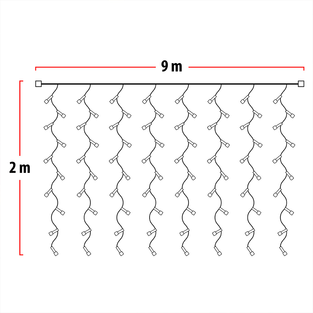 Luz Cascada 9X2 Metros 600 LED Luces Navidad BLANCA 600LEDB