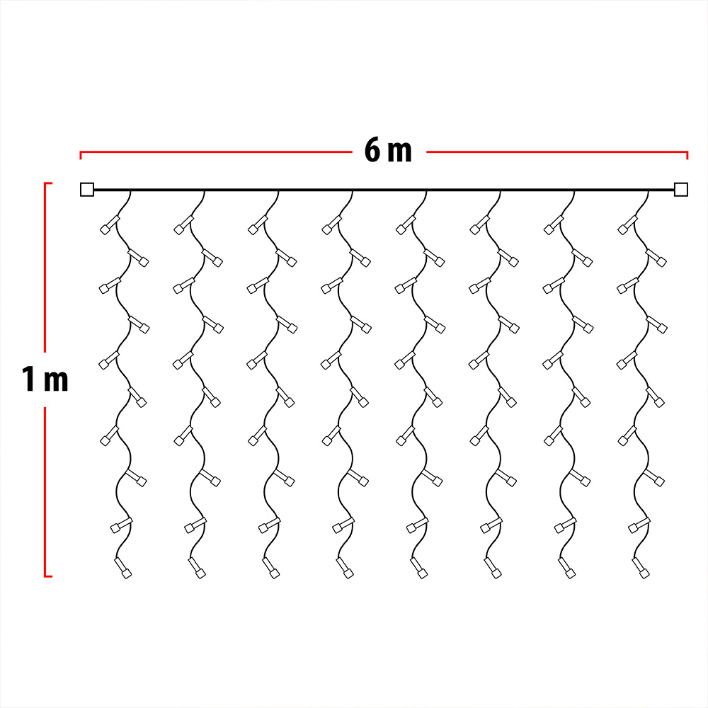 Luz Cascada 6X1 Metros 320 LED Luces Navidad AZUL RF 6X1-320L