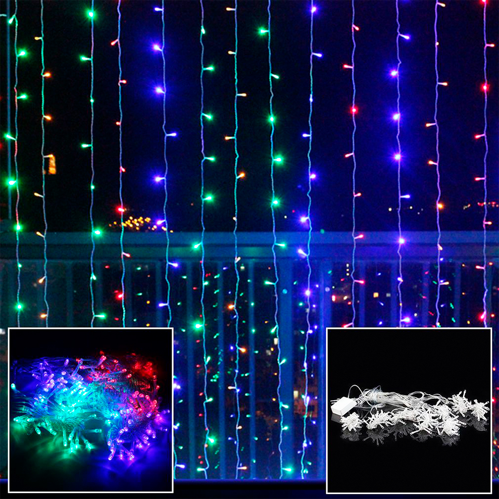 Luz Cascada 4X2 Metros 320 LED Luces Navidad MULTICOLOR 320LEDM3