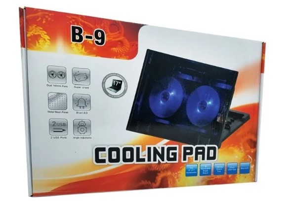 Base Cooler Doble Para Notebook 9-17 Regulable Con Luz