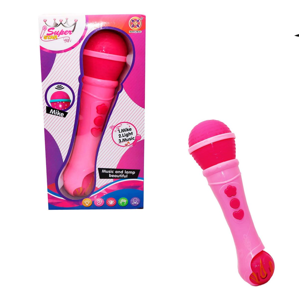 Micrófono Para Niñas Con Luz Y Sonidos Juguete + Baterias Rosa