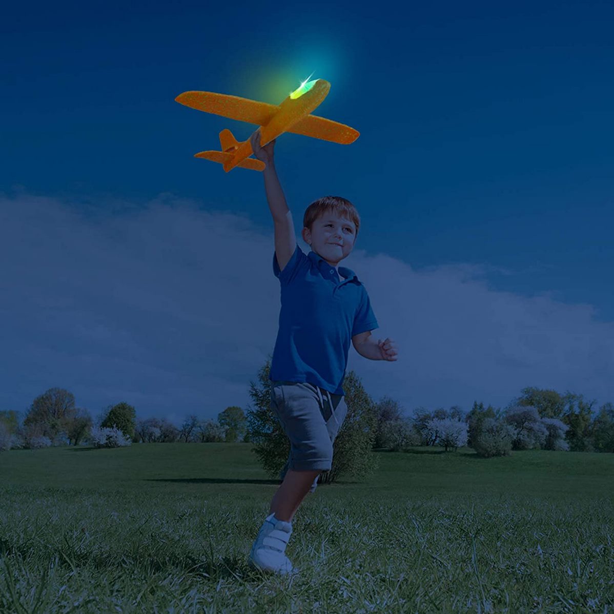 Avion Planeador Grande Juguete Vuelo Airplane Luces Led Verde