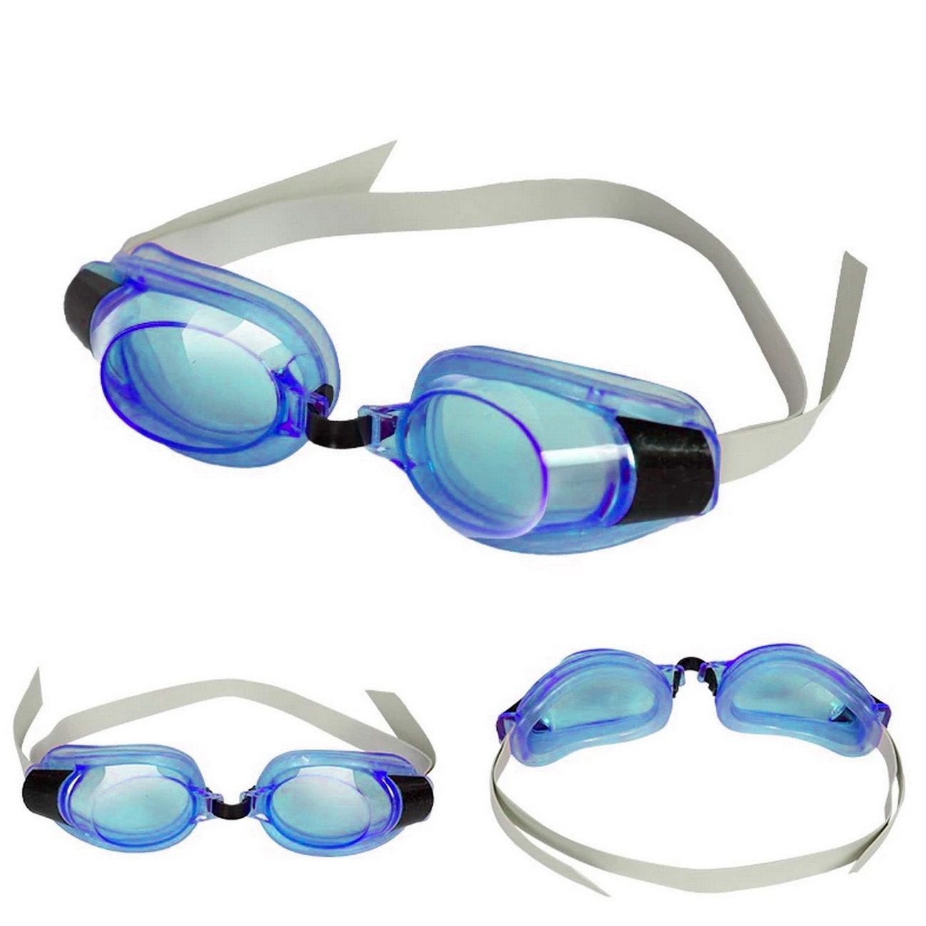 Gafas De Natacion + Tapones Para Los Oídos Y Clip Para Nariz Azul Claro