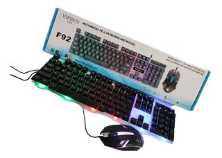 Combo Gamer F92 / Teclado Y Mouse Con Luces Multicolor / Usb