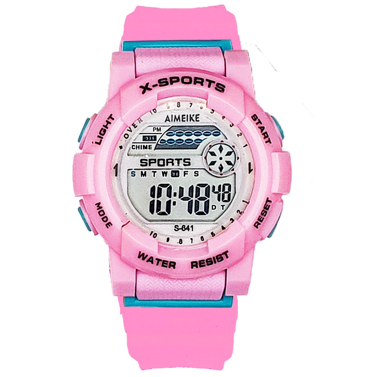 Reloj Digital Resistente Al Agua 30 M Unisex Rosa Luces+ Estuche