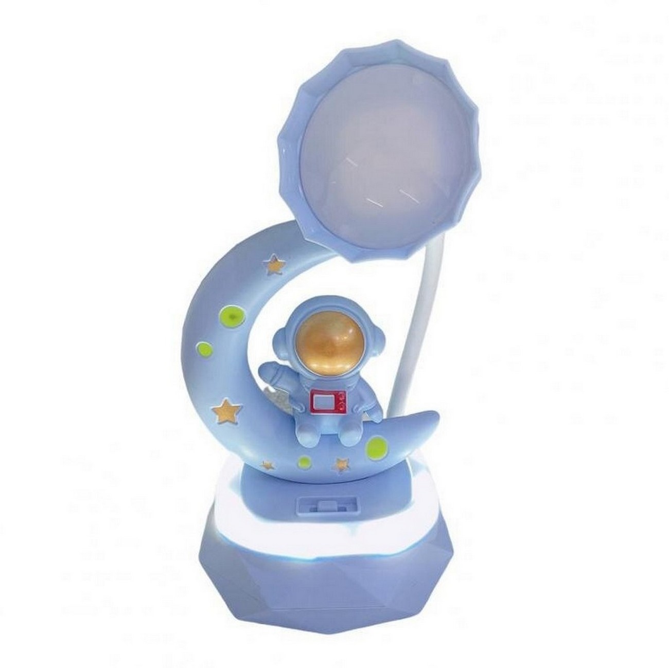 Lampara Luna Astronauta Sentado Luna Estrellas Azul Recargable