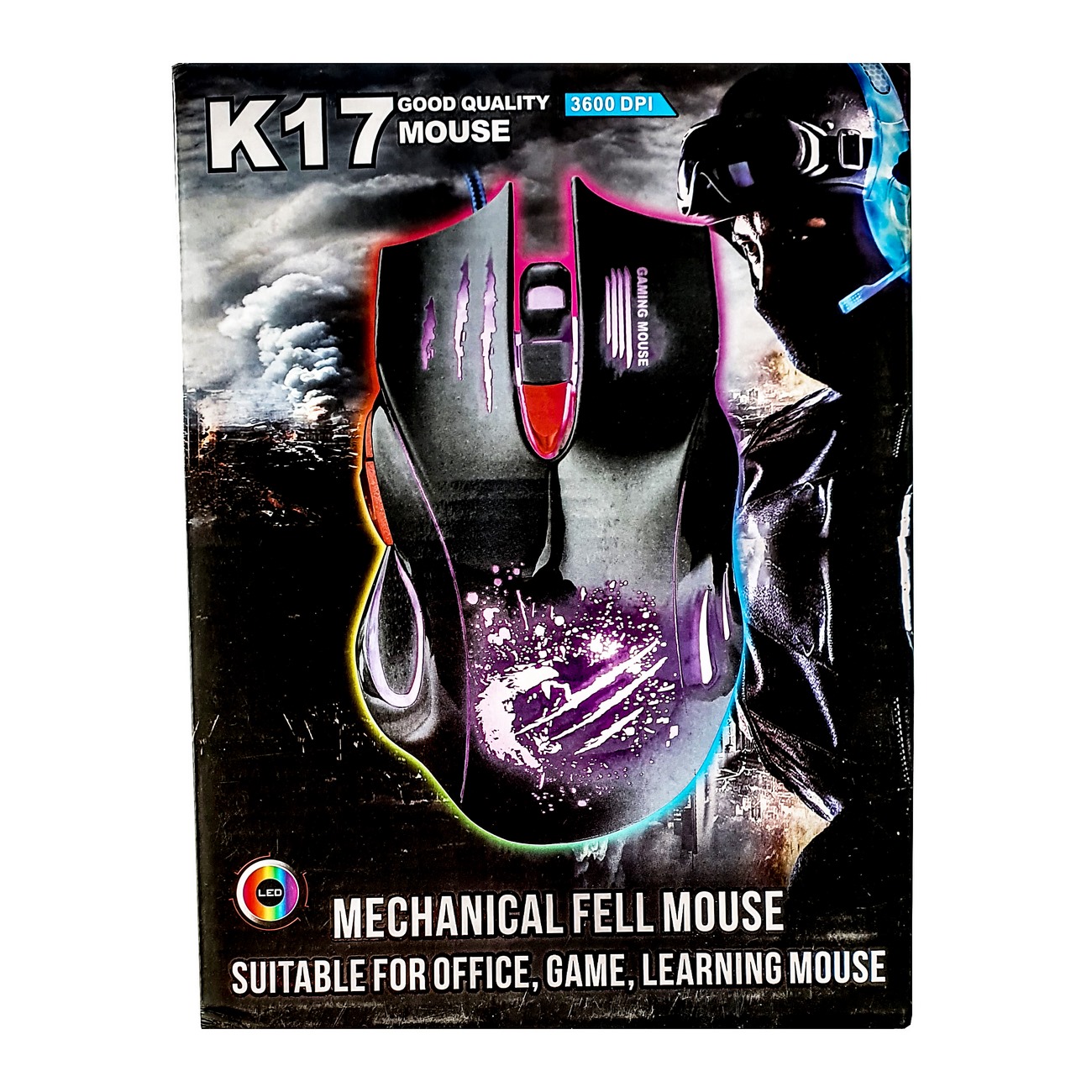 Mouse Gamer Para Juego Ergonomico K17 Luces 3600 Dpi