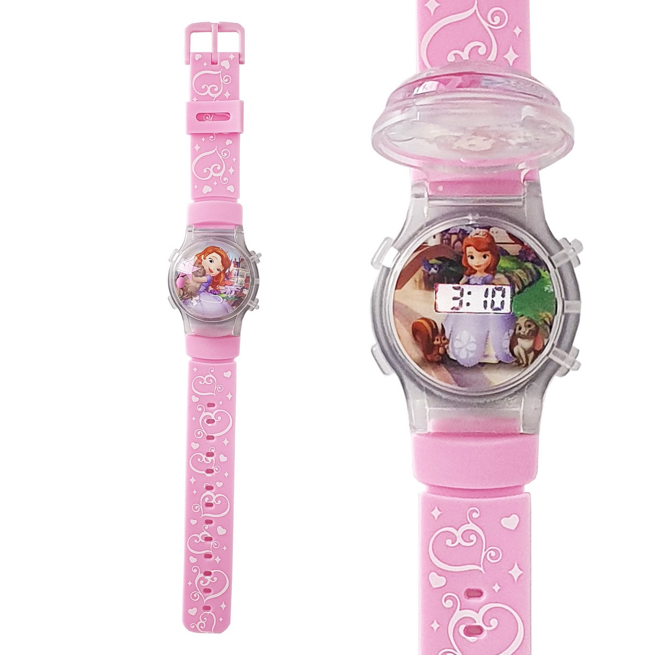 Reloj Niñas Digital Luces Tapa Infantil Princesas 3d