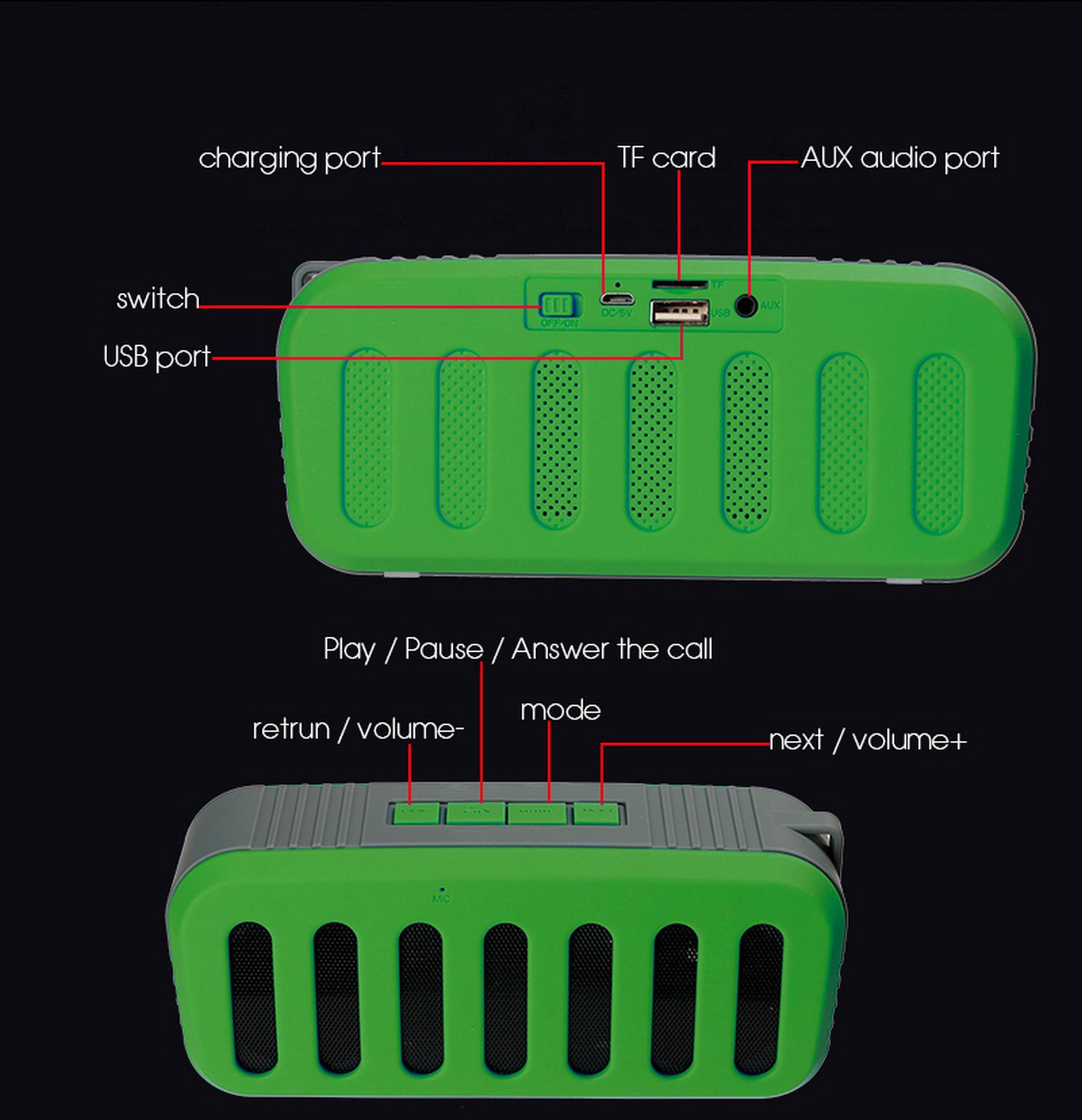 Bocina Parlante Portable Glu Bluetooth Radio Fm