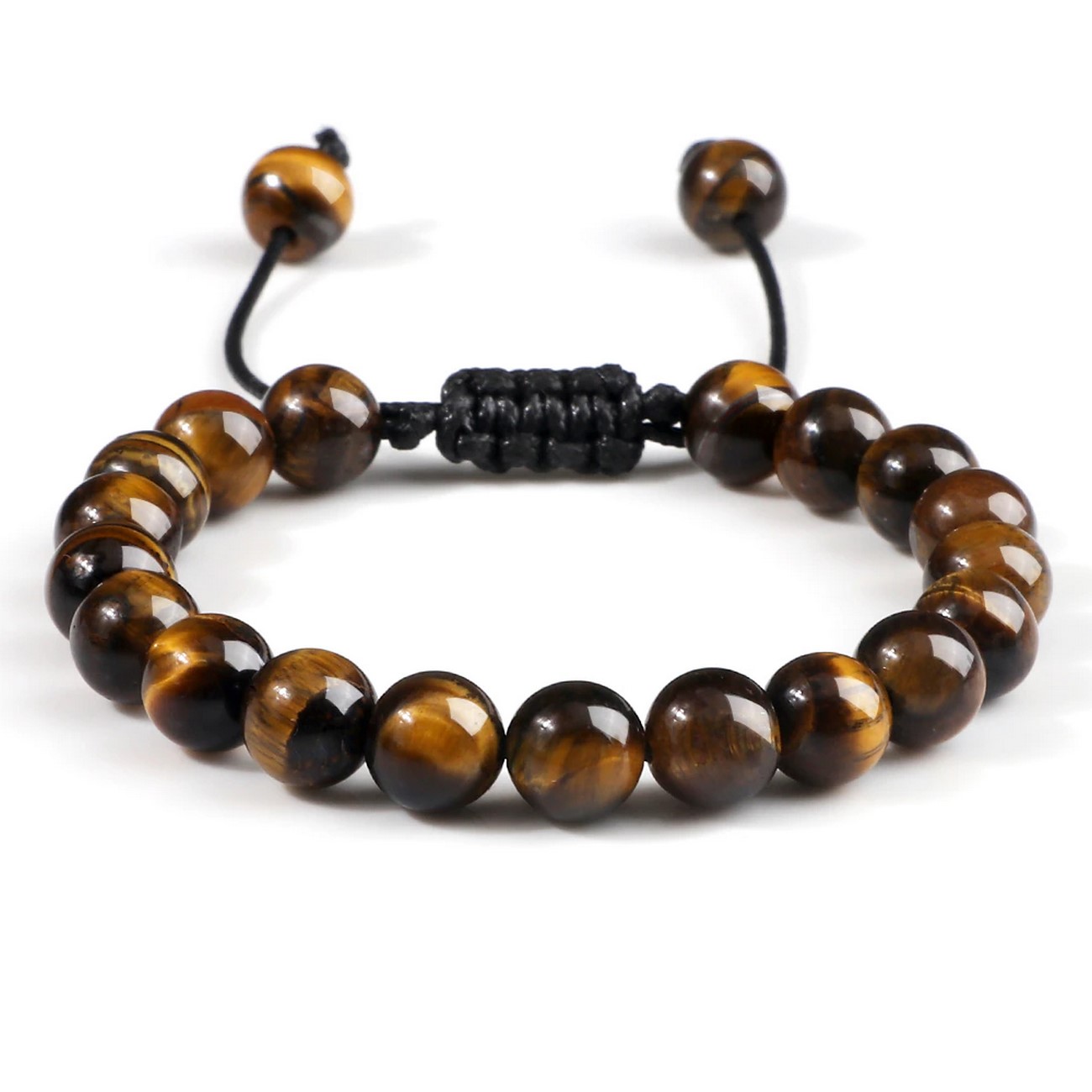 Pulsera Cuarzo Ojo De Tigre Tejida Unisex + Estuche