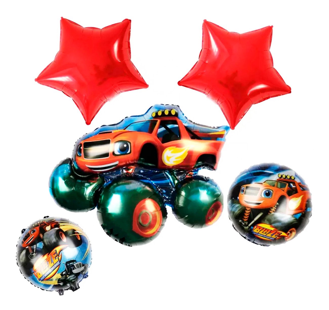 Kit Bouquet Globo Monster Cars Feliz Cumpleaños Blaze