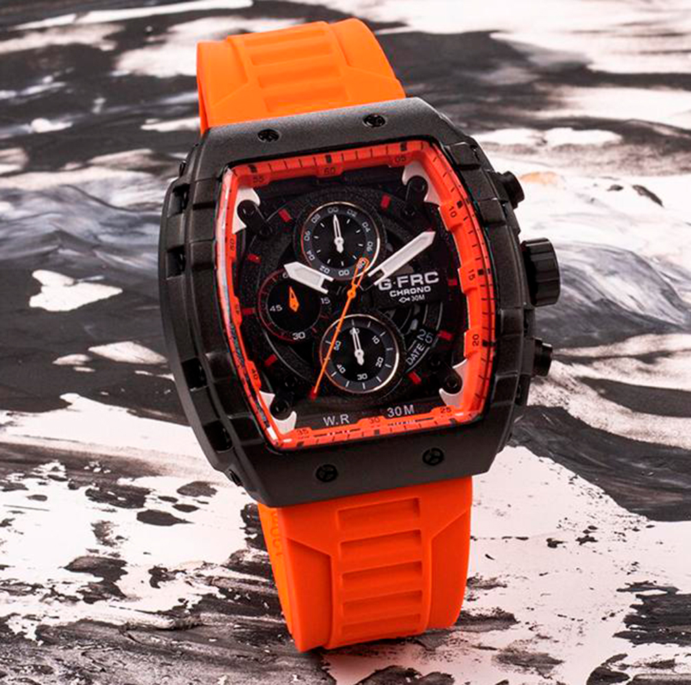 Reloj G-force Original H3996g Naranja Cronografo + Estuche