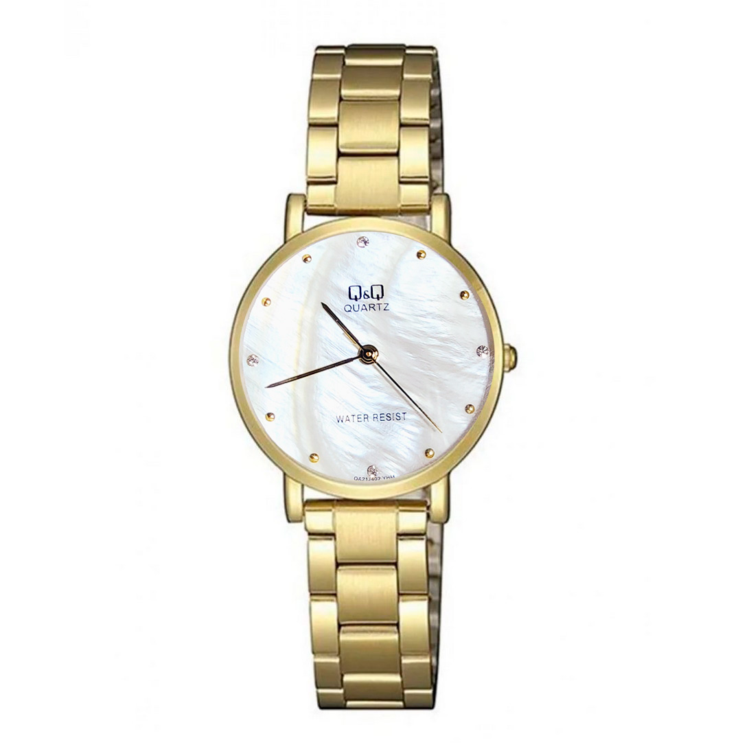 Reloj Q&q Qyq Elegante Glamour Acero + Estuche Dama