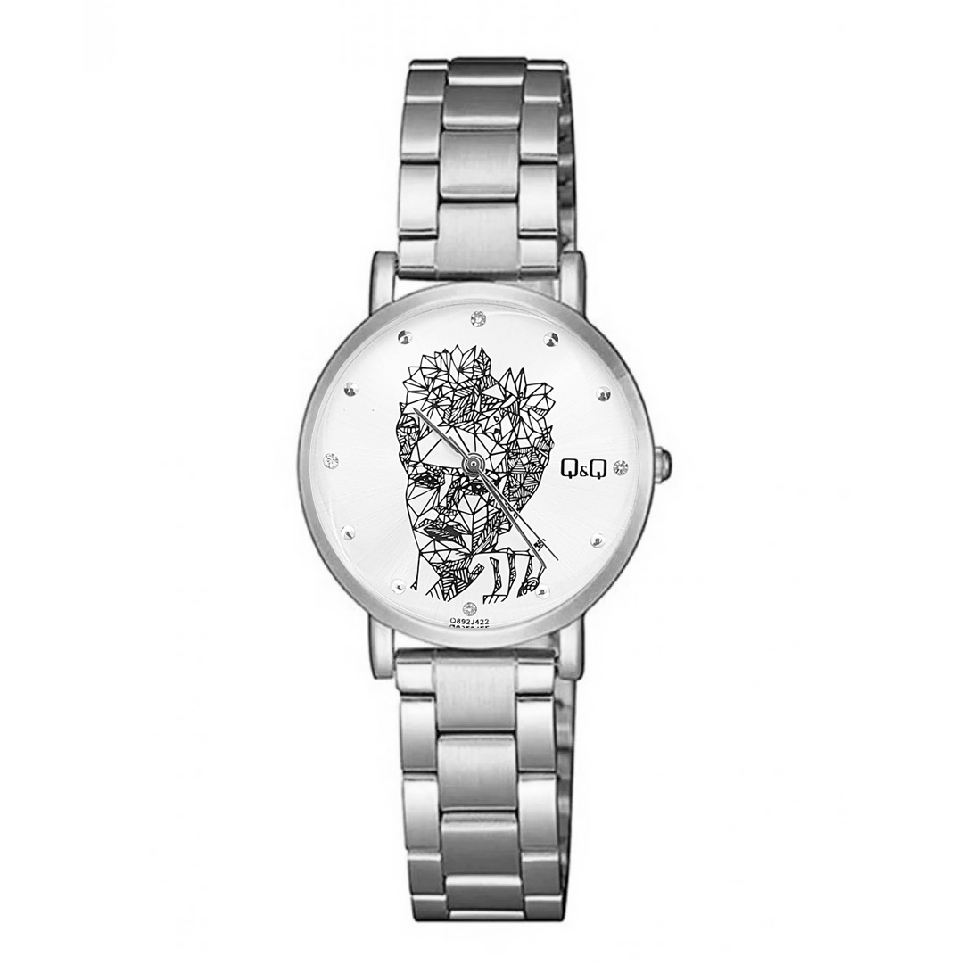 Reloj Q&q Qyq Elegante Frida Kahlo Acero + Estuche Dama