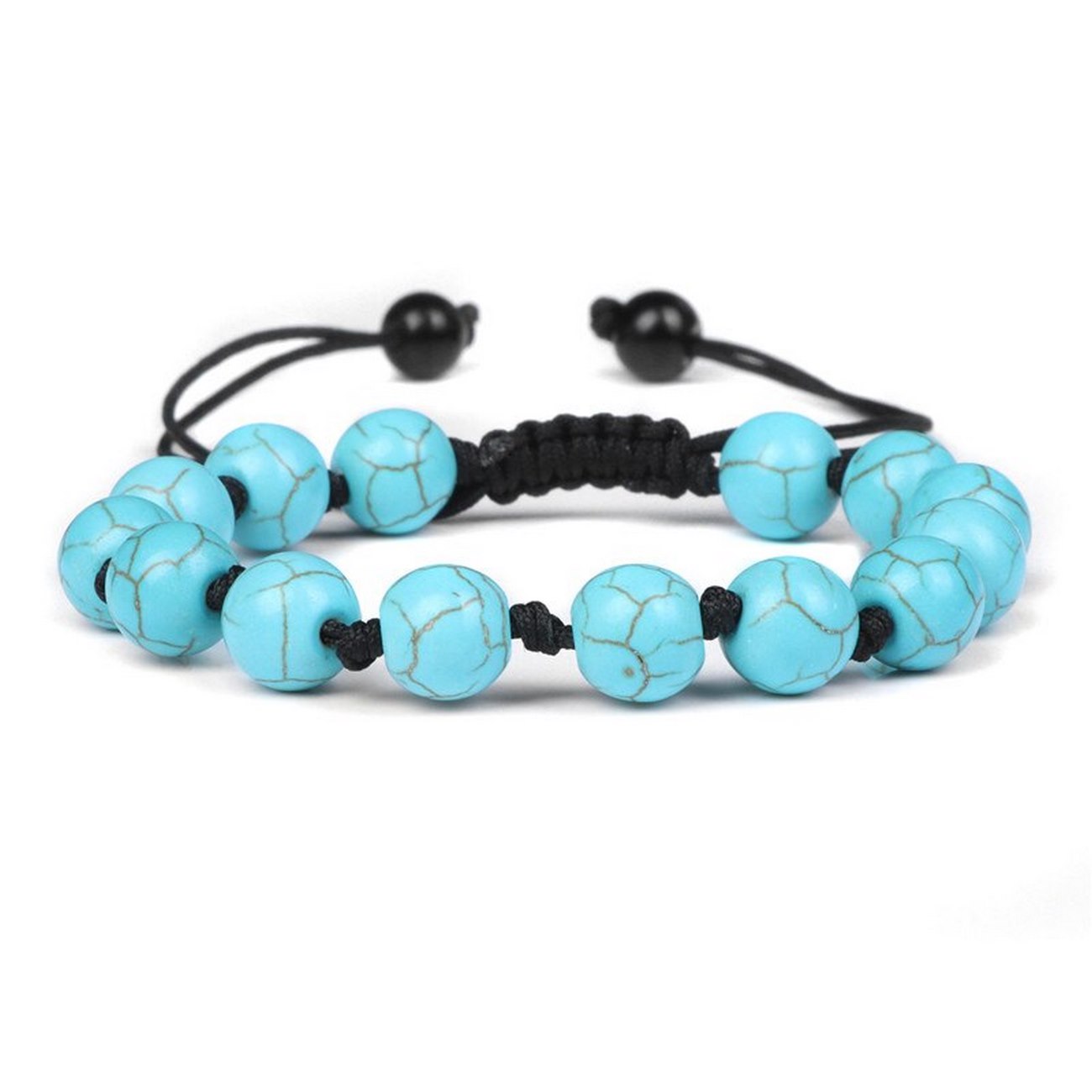 Pulsera Cuarzo Turquesa Nudos Tejida + Estuche 