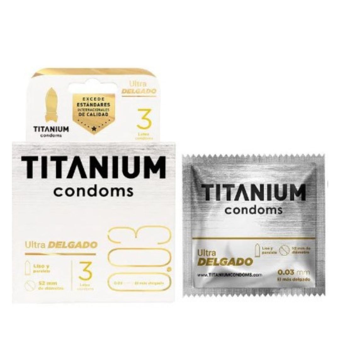 Condones Titanium Ultra Delgado x 3 Unidades