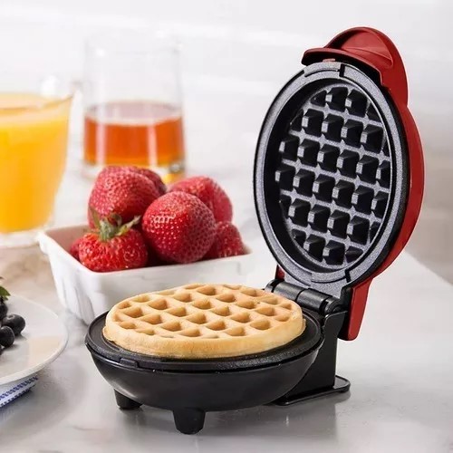  Mini Waflera Redonda Antiadherente Eléctrica Pancakes Gofrera 350w (6)